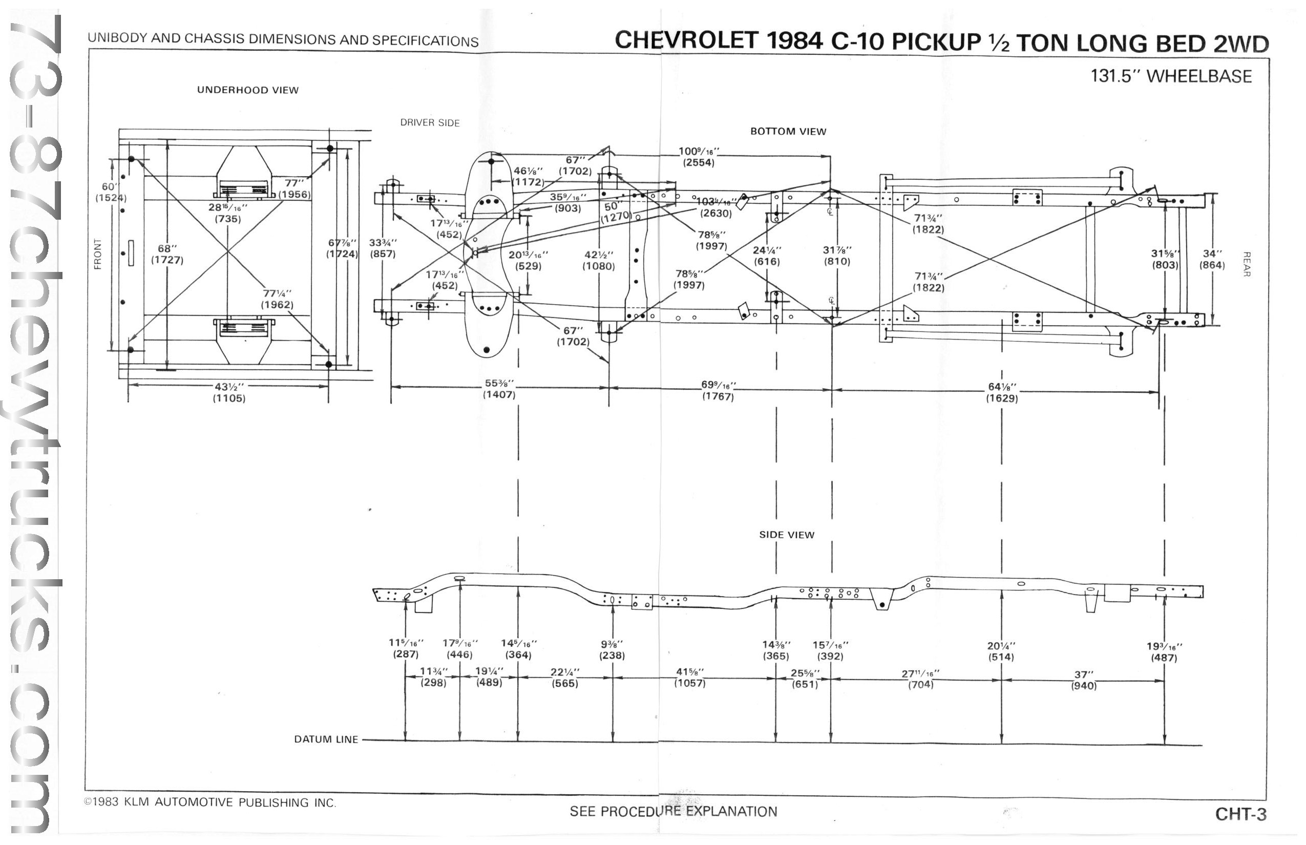 chevrolet truck frame dimensions